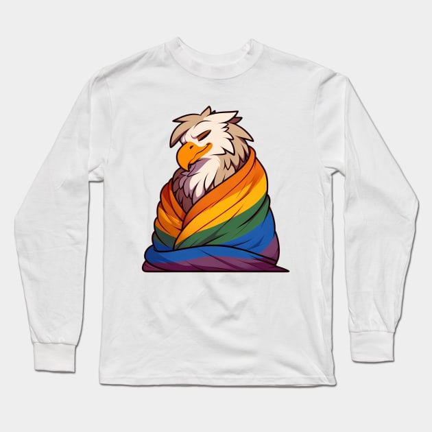 Comfy Womfy Furry Pride Griffin LGBTQ Rainbow Long Sleeve T-Shirt by Blue Bull Bazaar